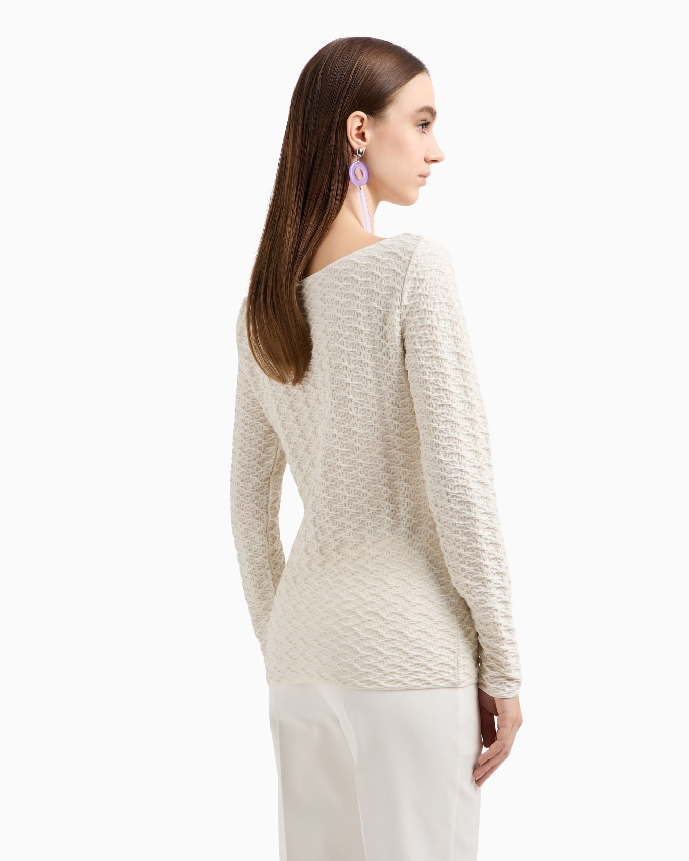 Jacquard jersey jumper with embossed pattern Slide 2