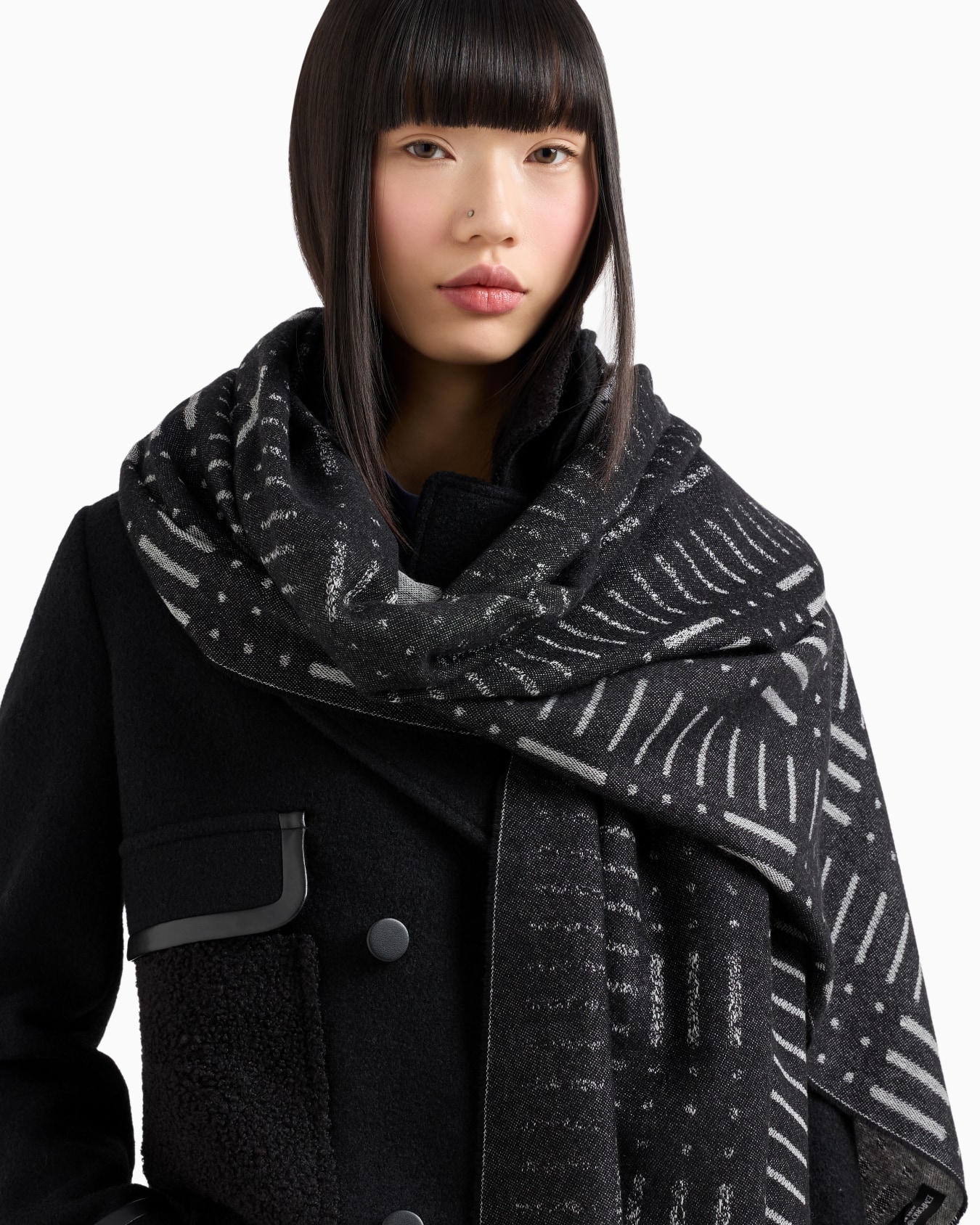 Écharpe en laine avec motif jacquard géométrique Diapositive 2