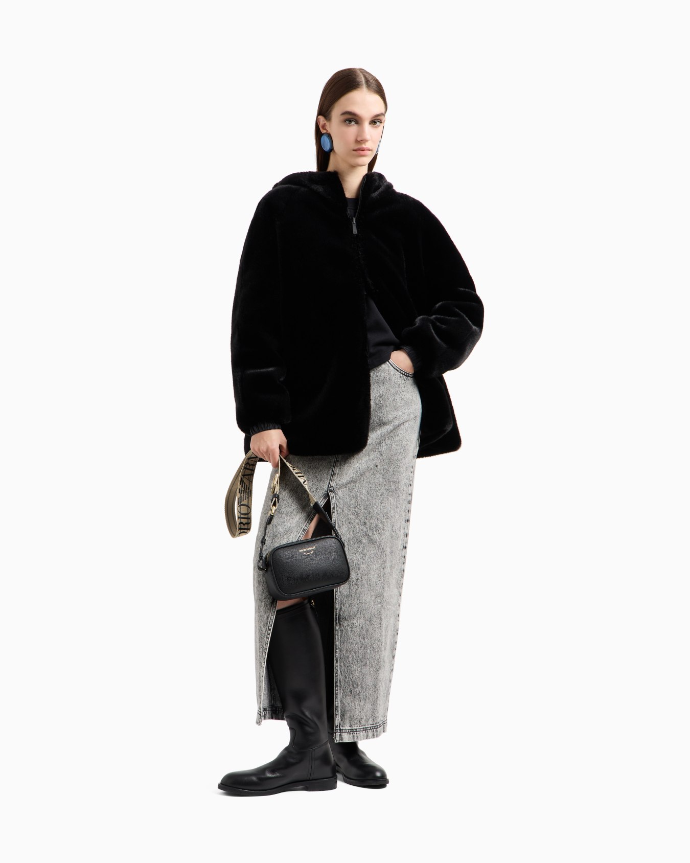 Faux-fur reversible blouson with hood Slide 1