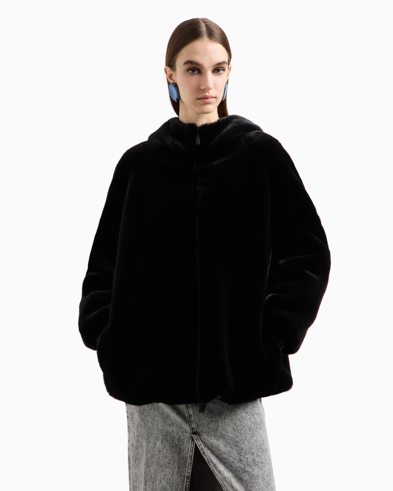 Faux-fur reversible blouson with hood Slide 3