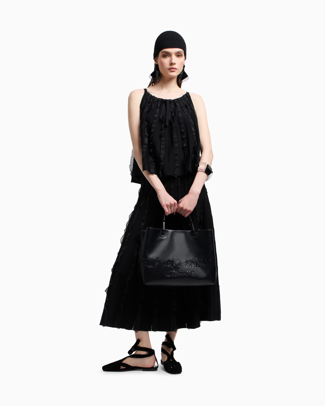 Viscose knit skirt with ruches Slide 1