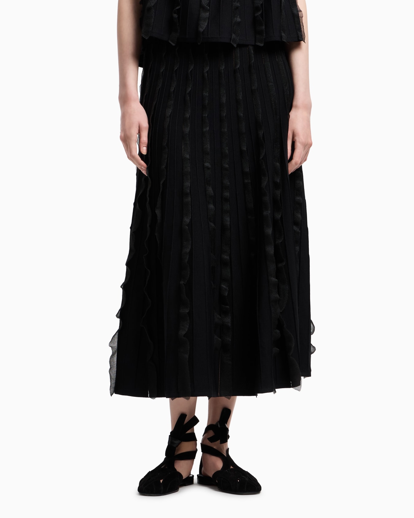 Viscose knit skirt with ruches Slide 3
