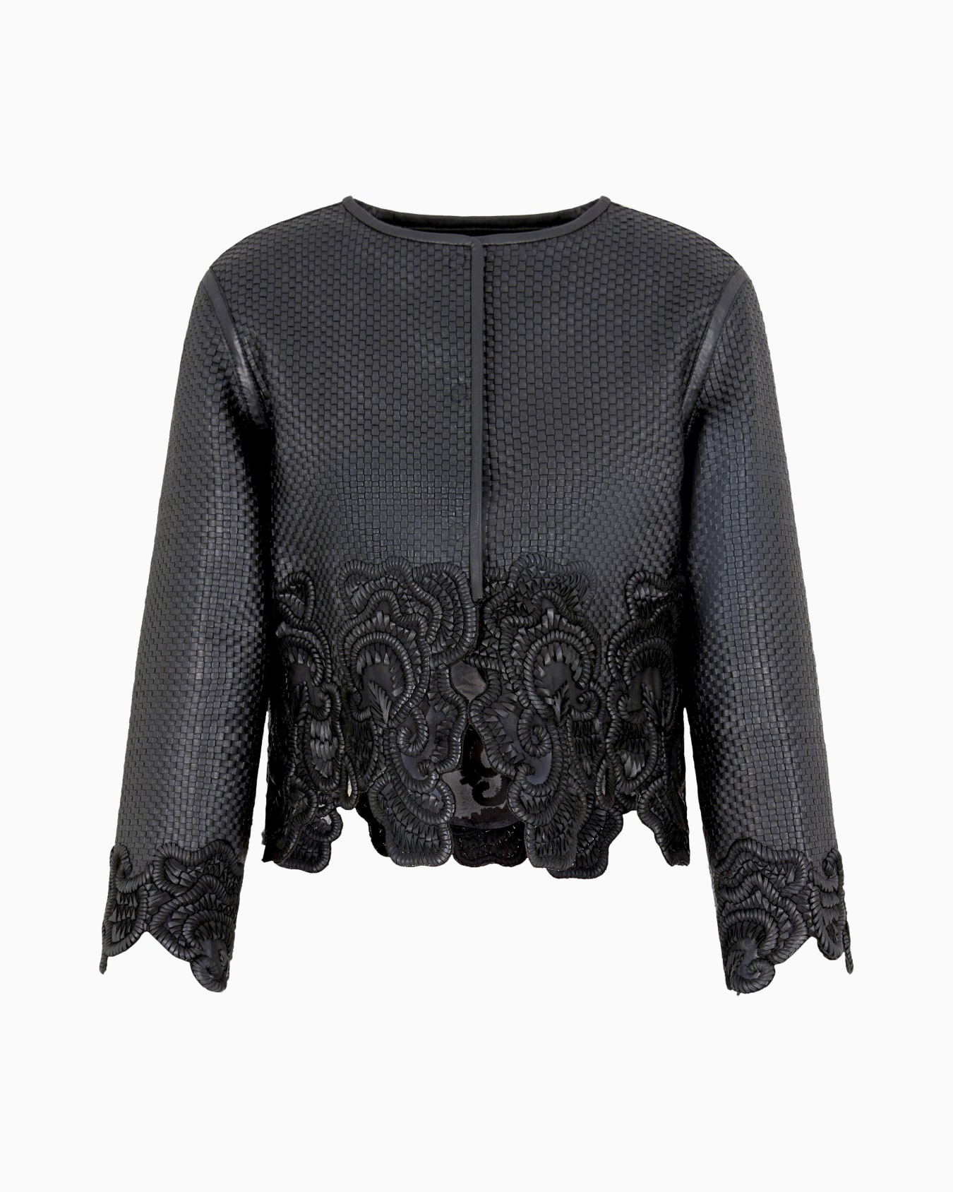 Chaqueta con detalles bordados de napa de cordero de guantería tejida Diapositiva 0