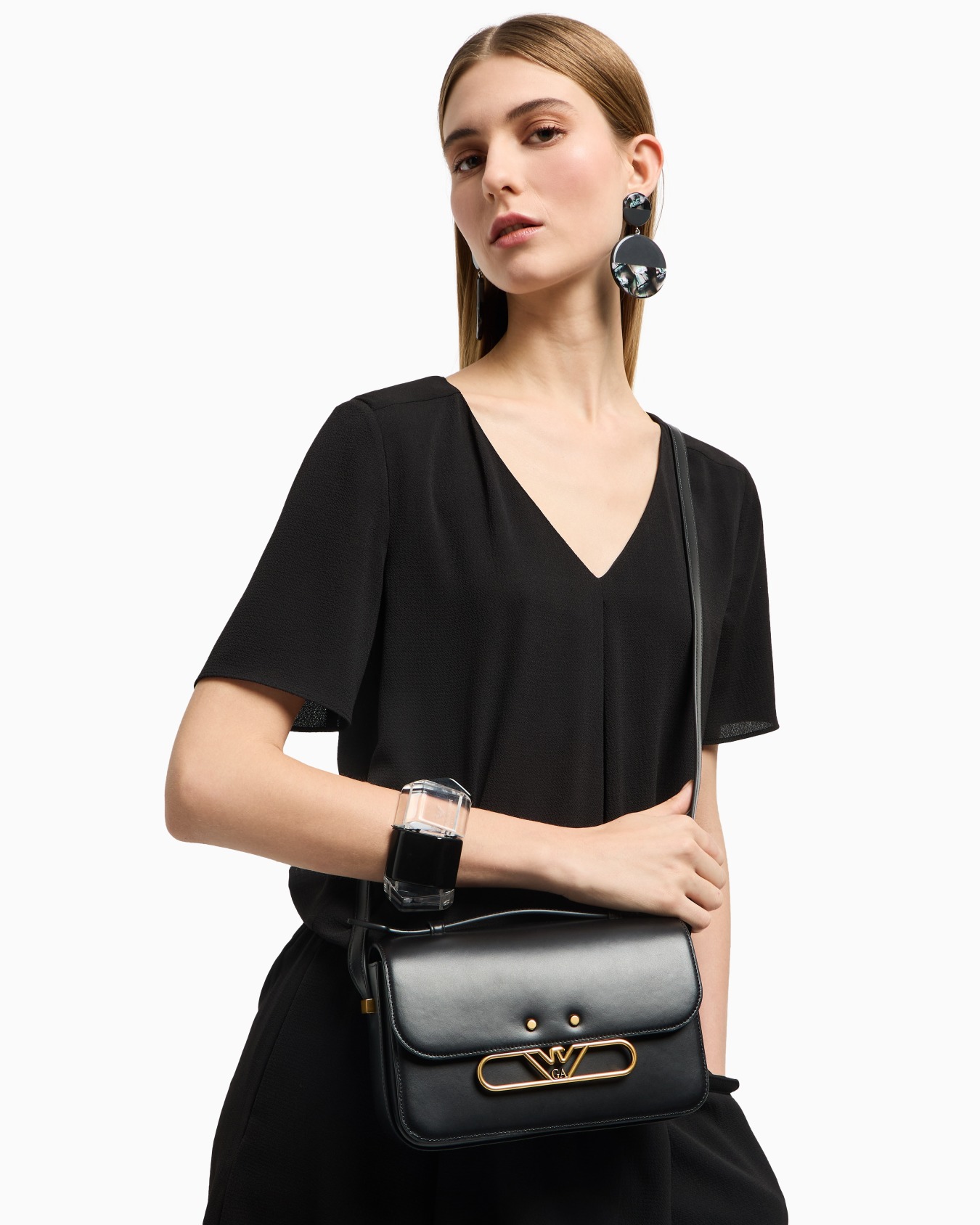 Bolso bandolera de piel lisa con logotipo de águila de metal Diapositiva 6