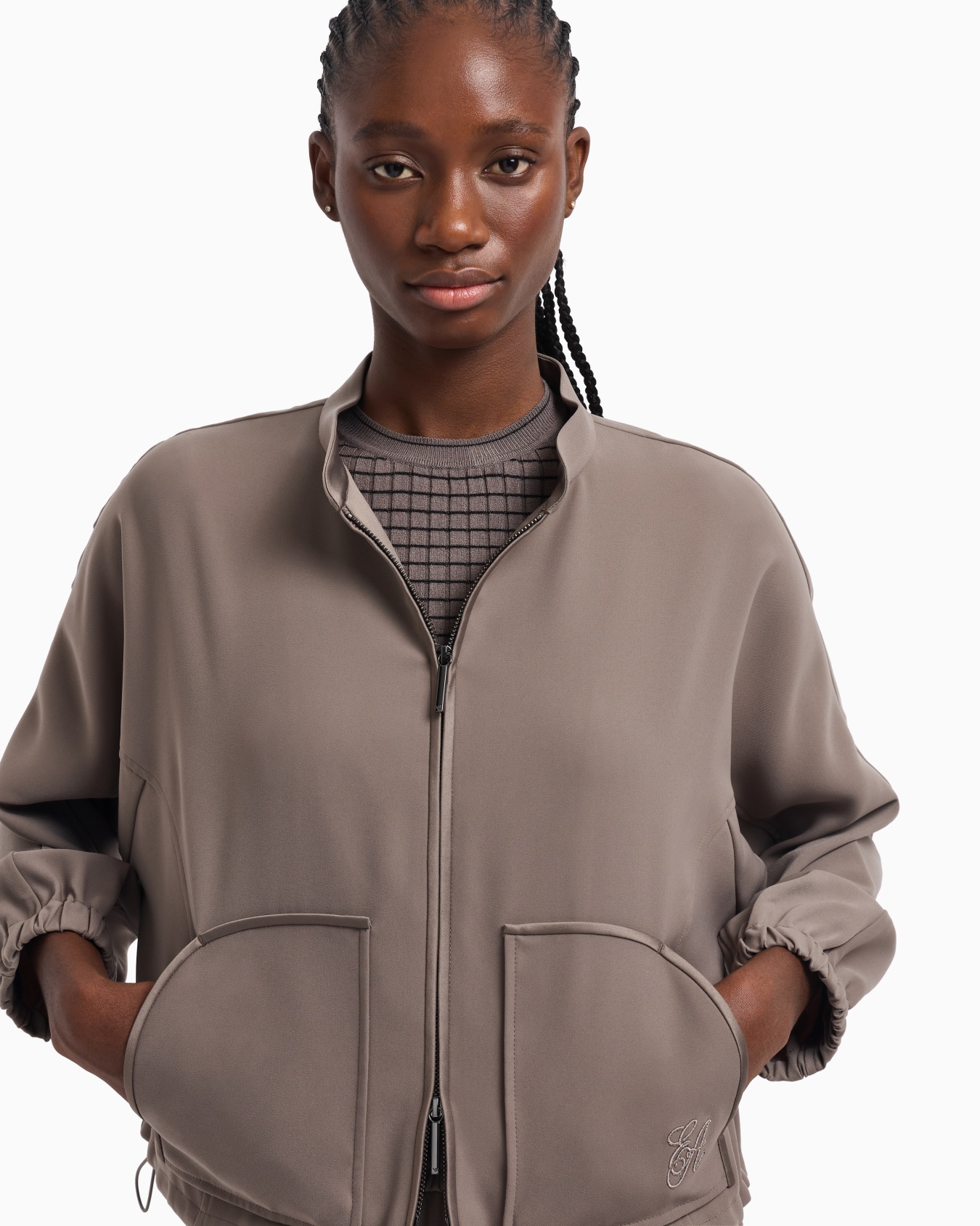 Technical cady blouson with logo embroidery Slide 4