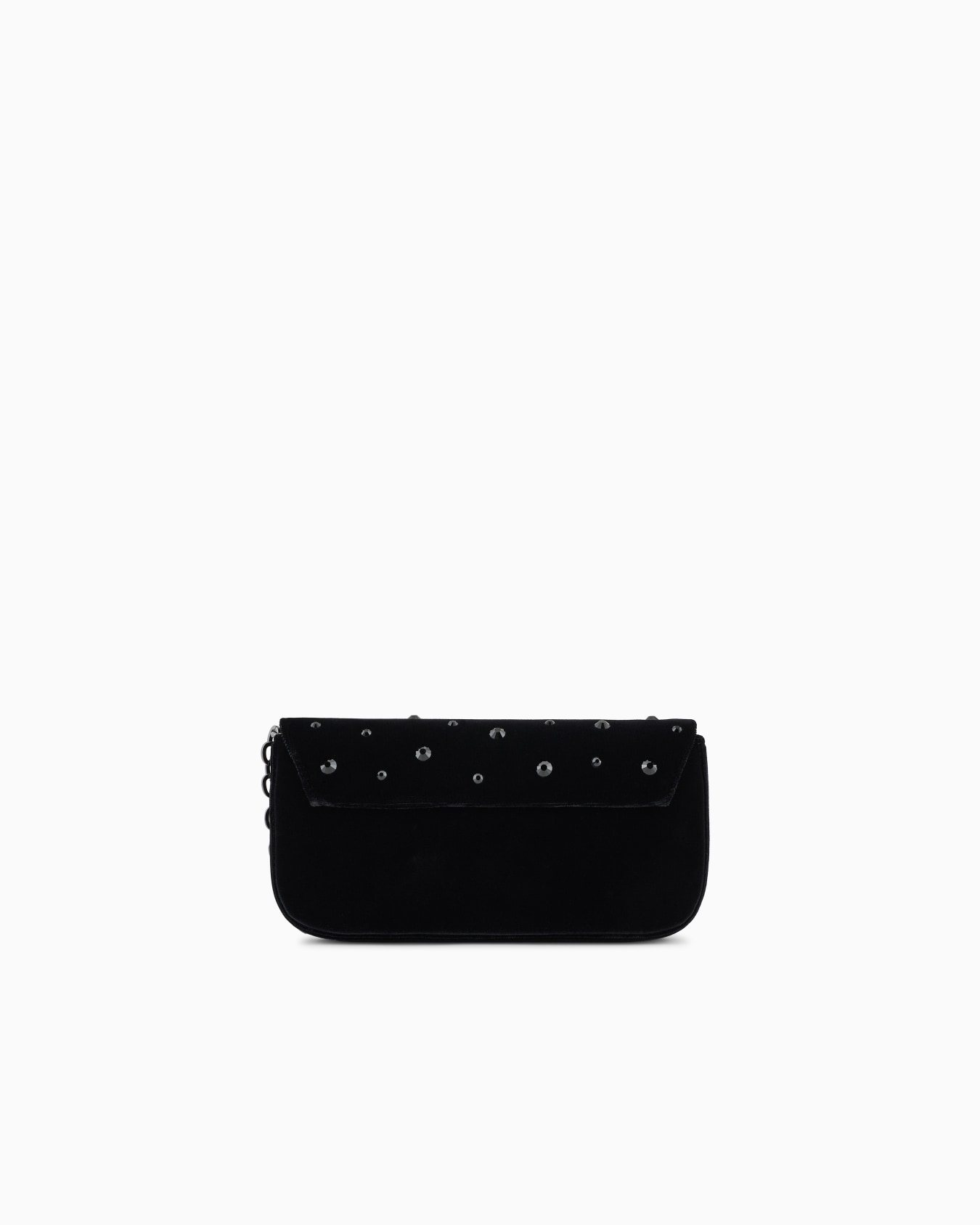 Mini shoulder bag made of velvet with rhinestones and metal eagle logo Slide 2
