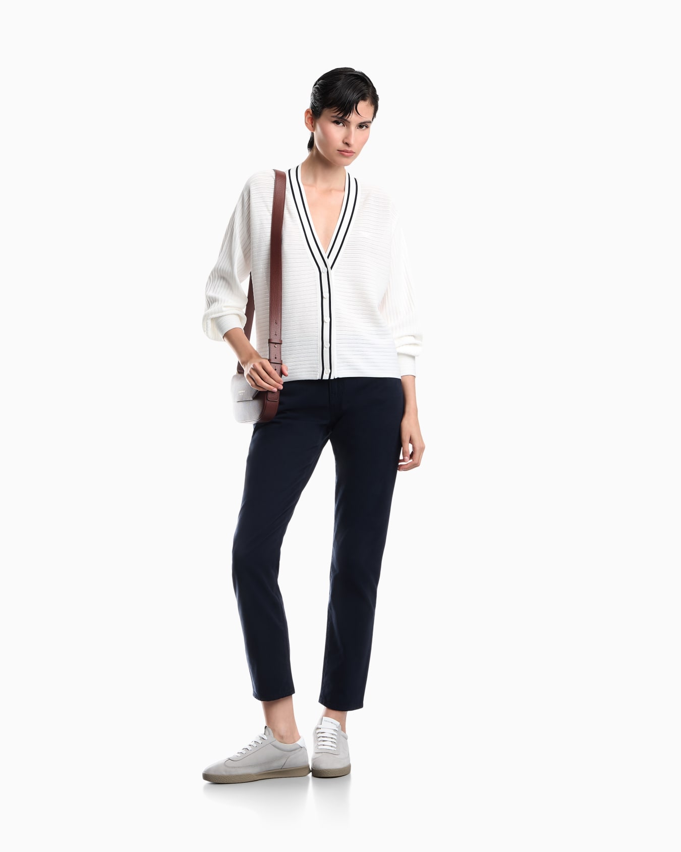 Slim-fit five-pocket drill pants with an embroidered logo 슬라이드 1