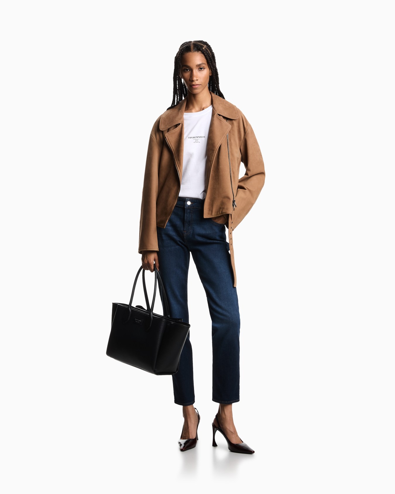 Jean J36 taille moyenne et jambe droite en denim effet usé Diapositive 1