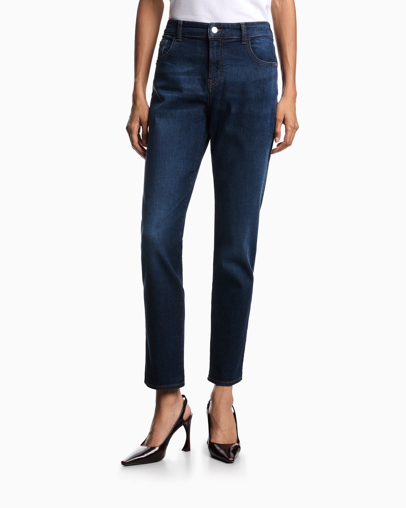 Jean J36 taille moyenne et jambe droite en denim effet usé Diapositive 3