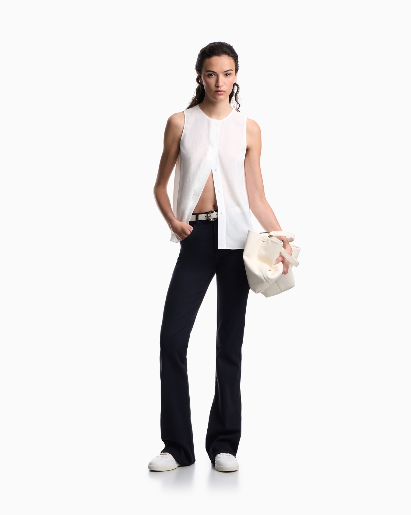 J9D mid-rise jeans with a flared hem in a garment-dyed viscose blend Slide 1