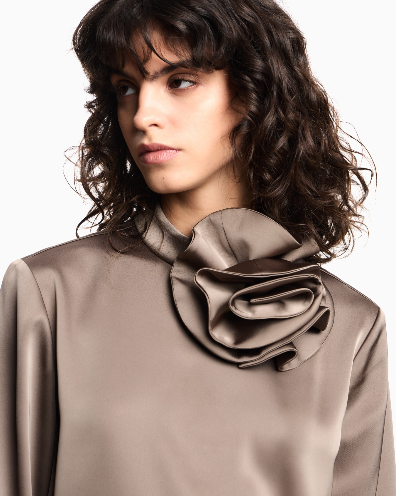 Blouse with satin flower detail Slide 4