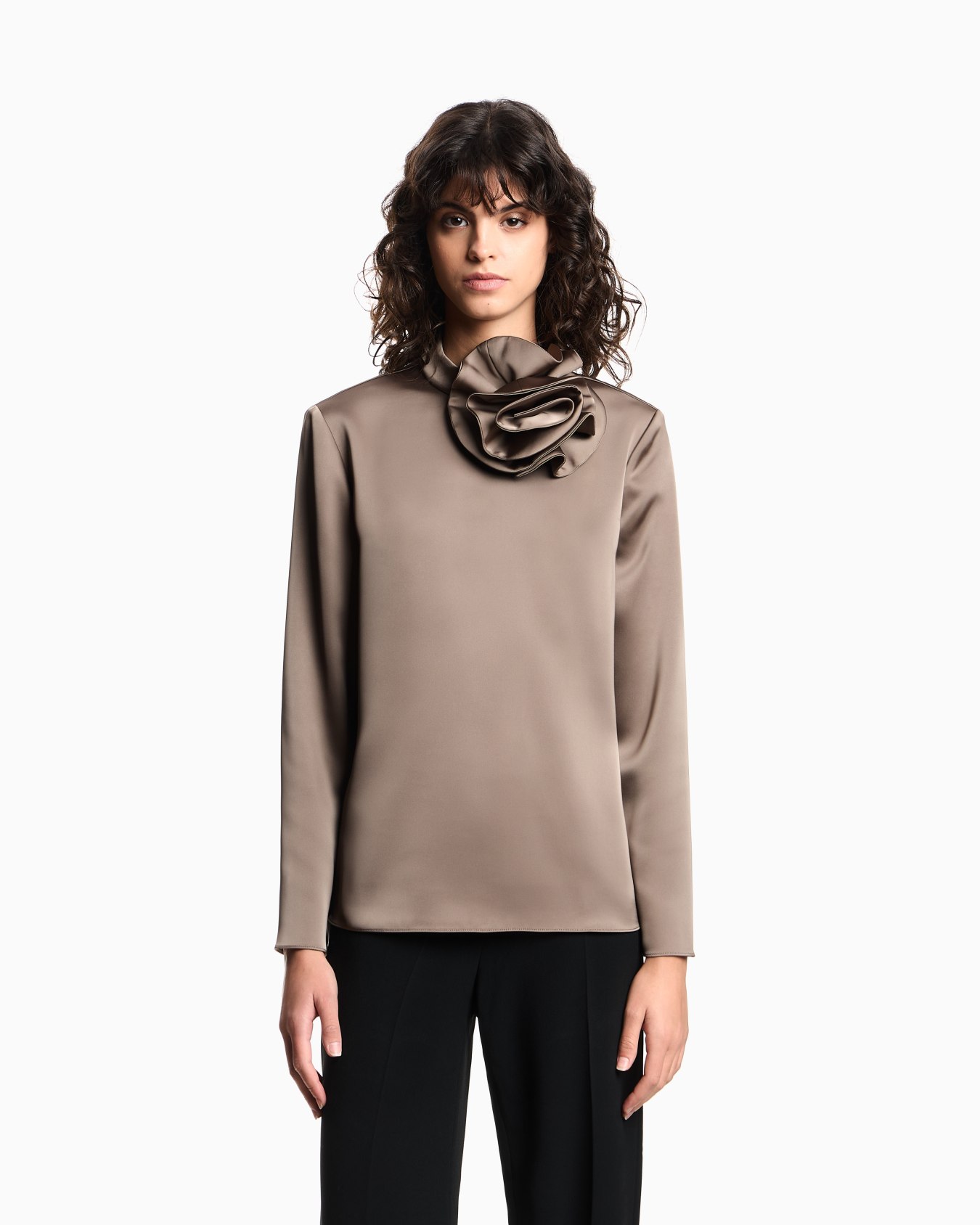 Blouse with satin flower detail Slide 3