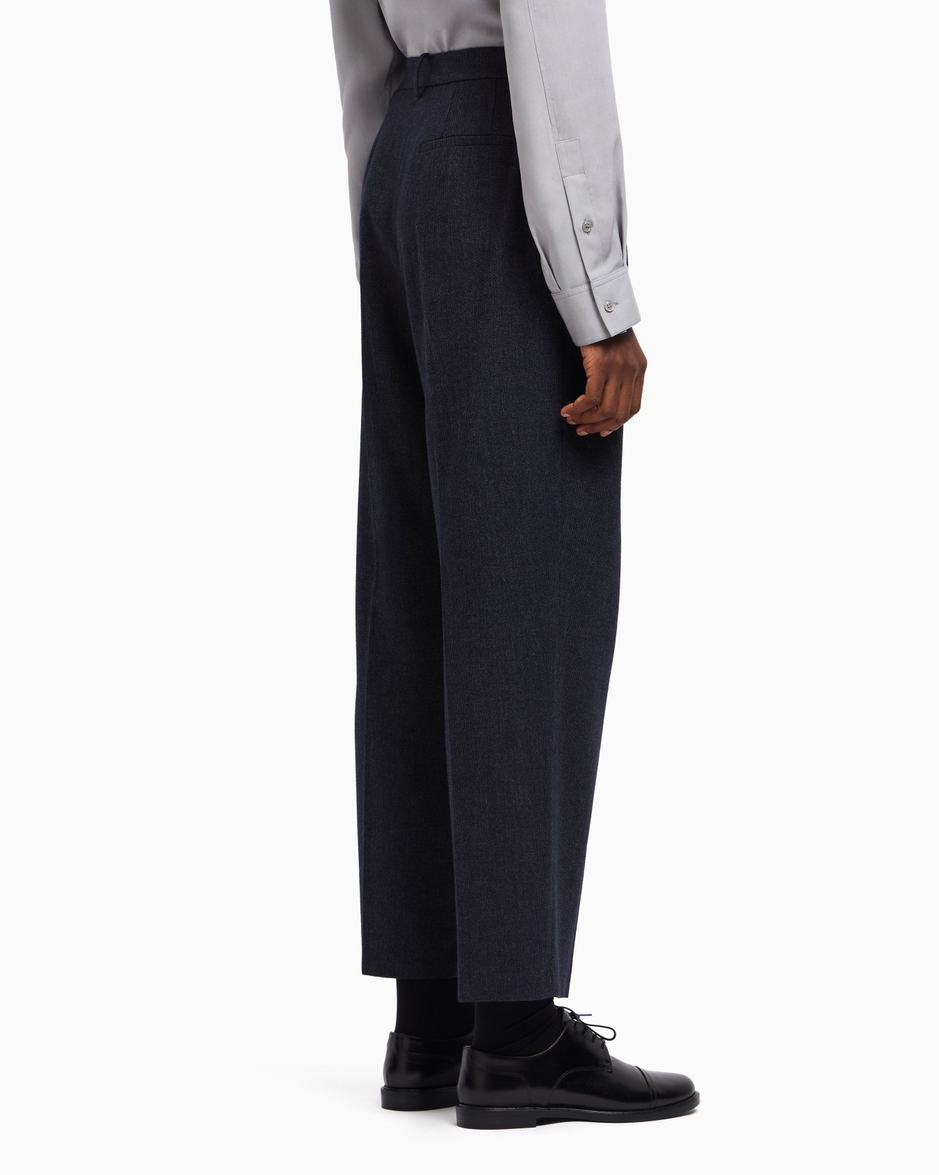 Pantaloni con pinces in misto lana mouliné Slide 3