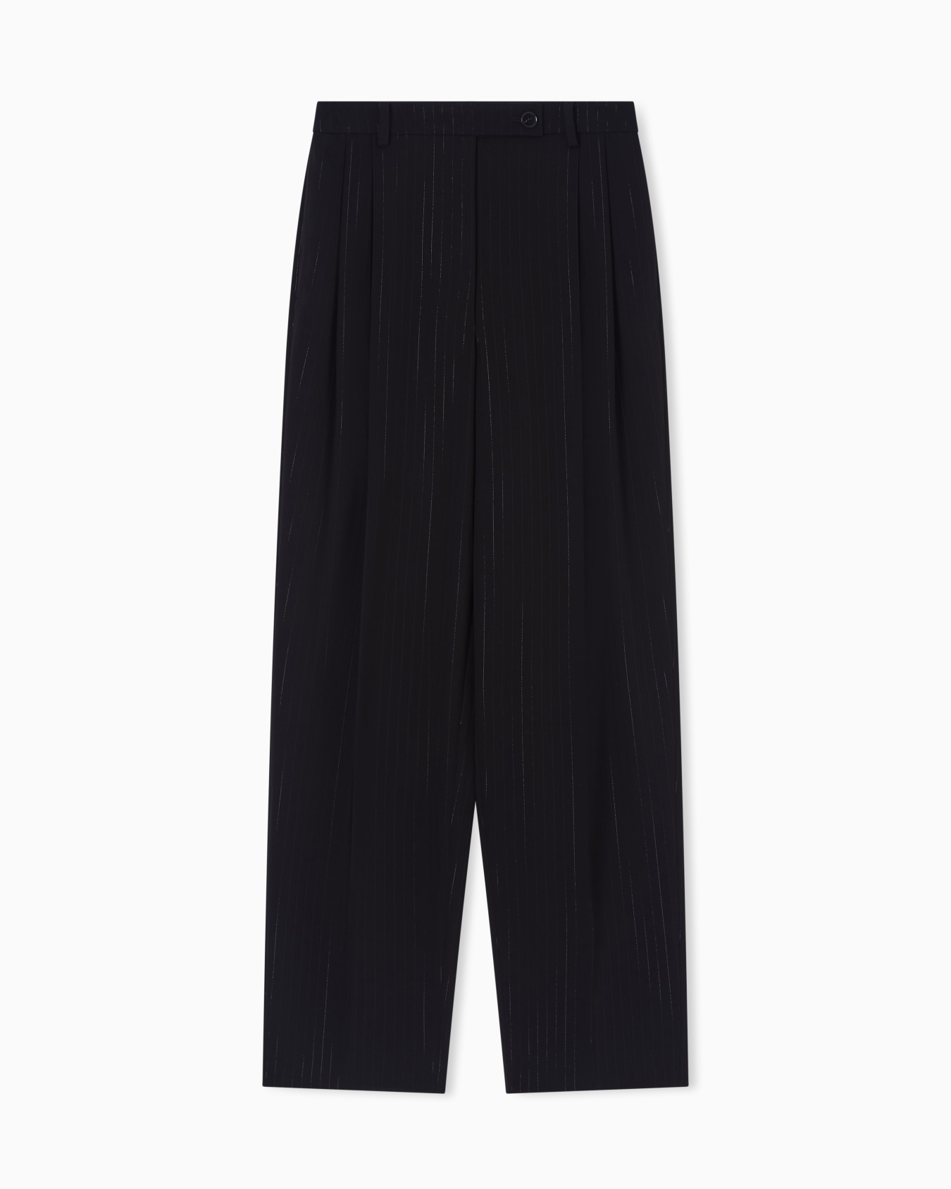 Lurex trousers with pinstriped pleats Slide 0