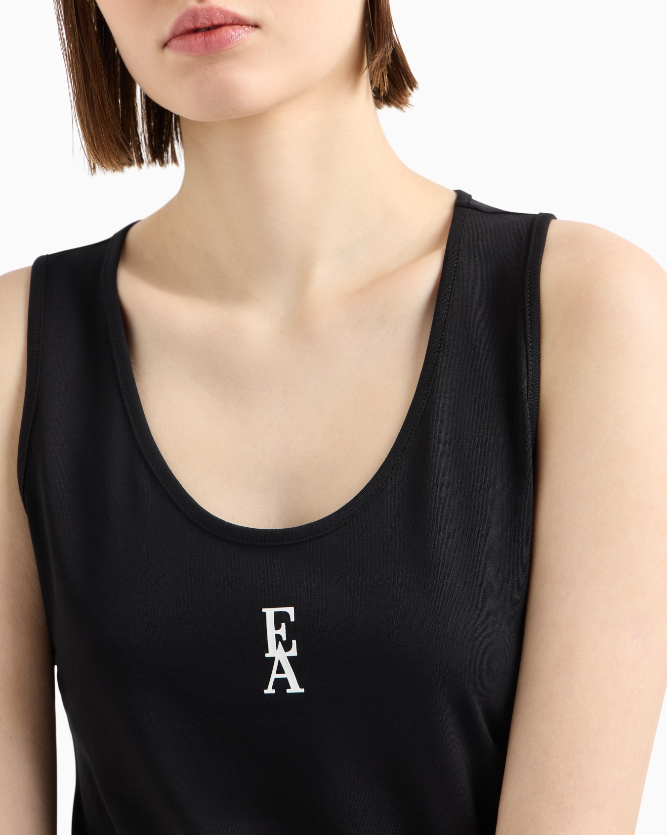 Stretch cotton jersey top with logo Slide 4