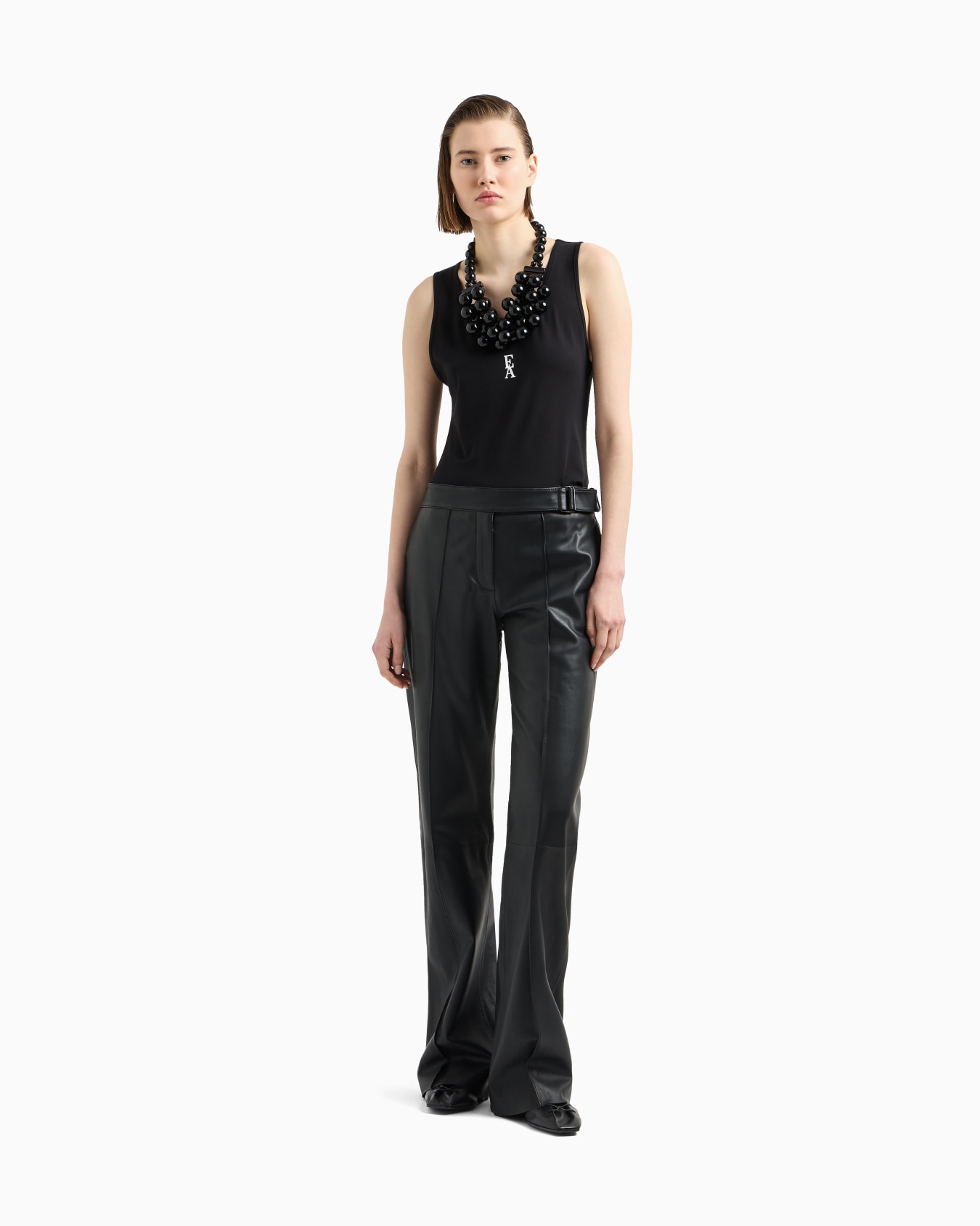 Stretch cotton jersey top with logo Slide 1