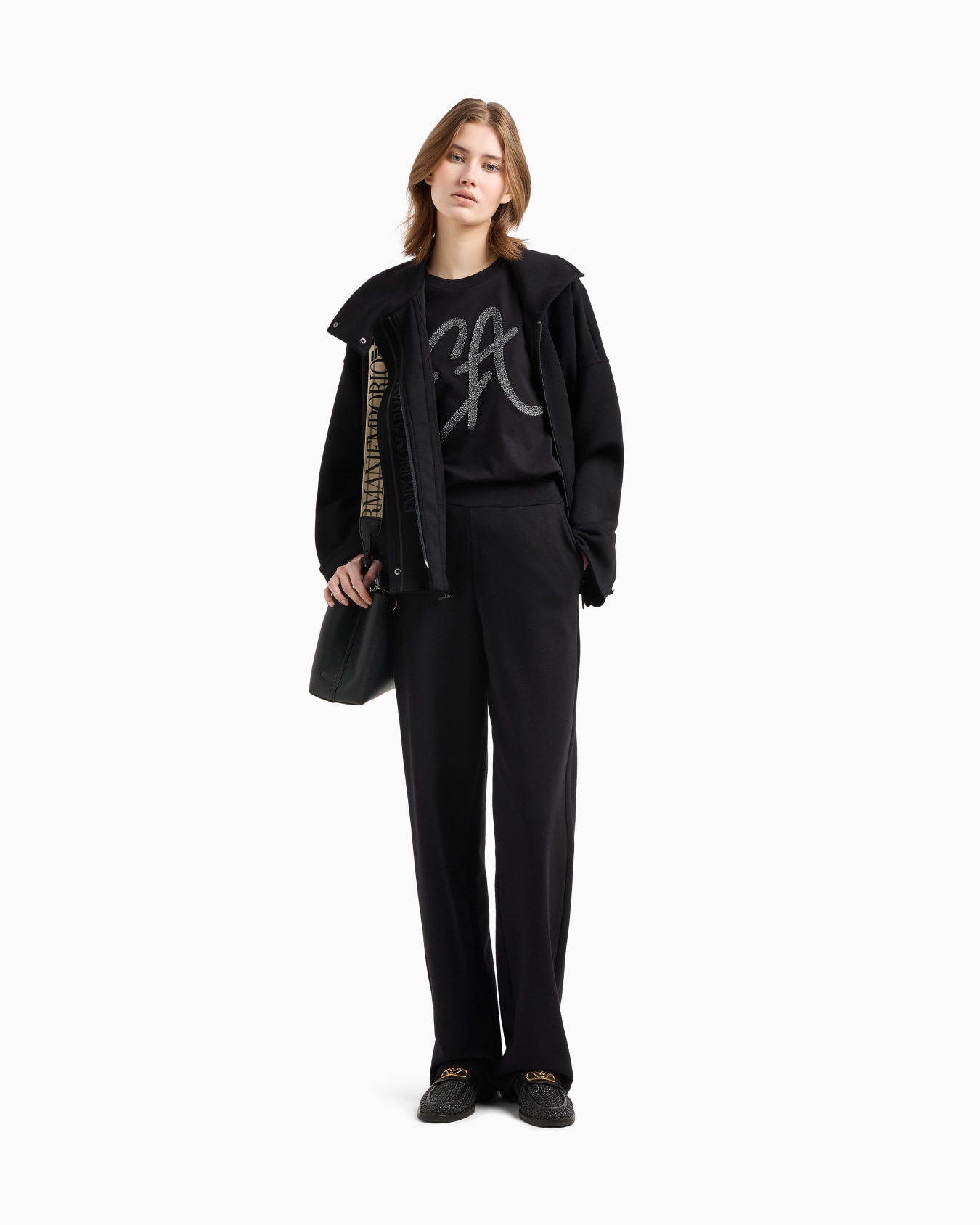 Cotton-jersey T-shirt with oversized lurex logo Slide 1