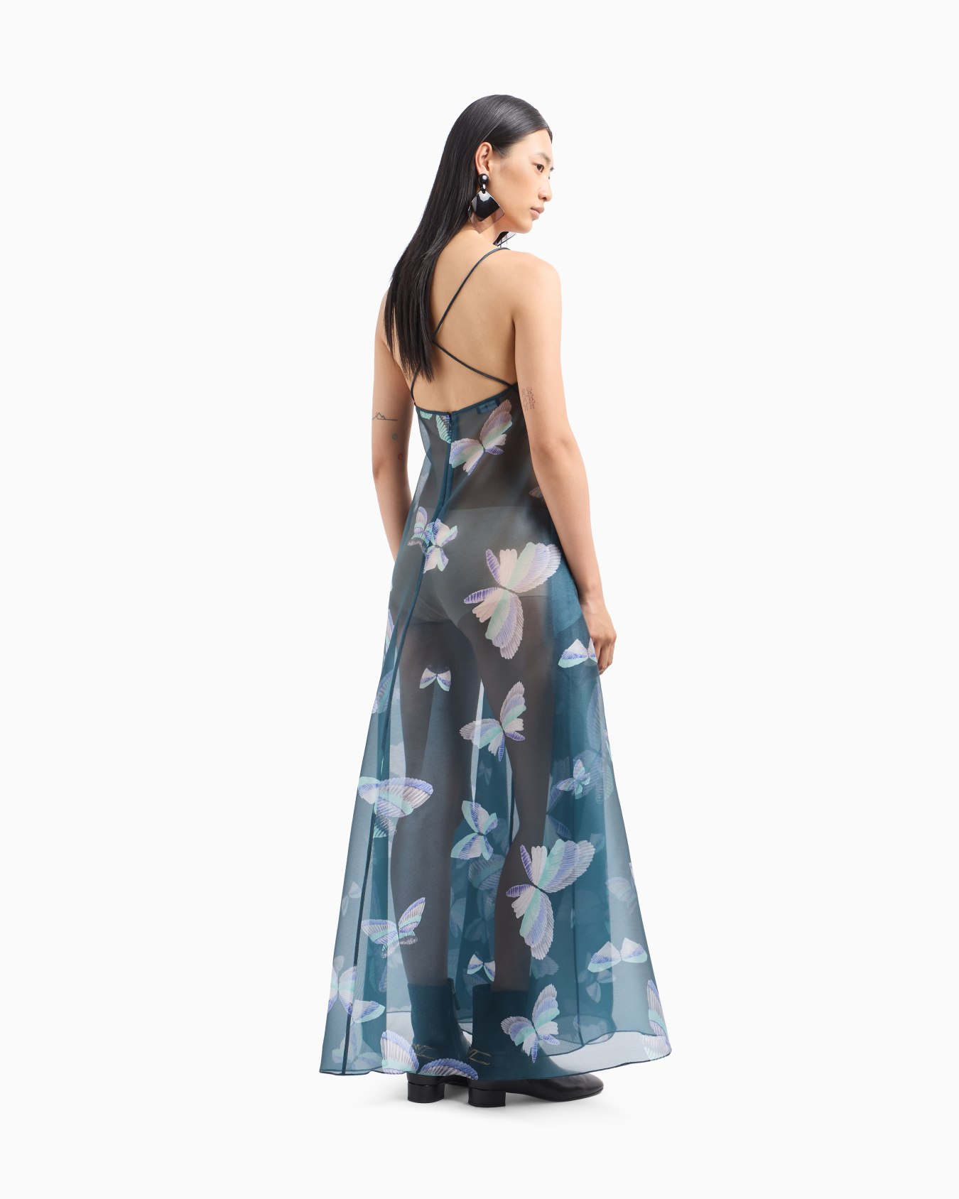 Kleid aus Shiny Organza mit Schmetterlings-Print Folie 3