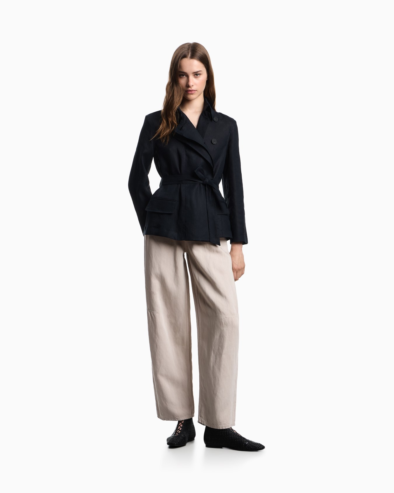Veste chemise avec empiècement en pur lin Diapositive 1
