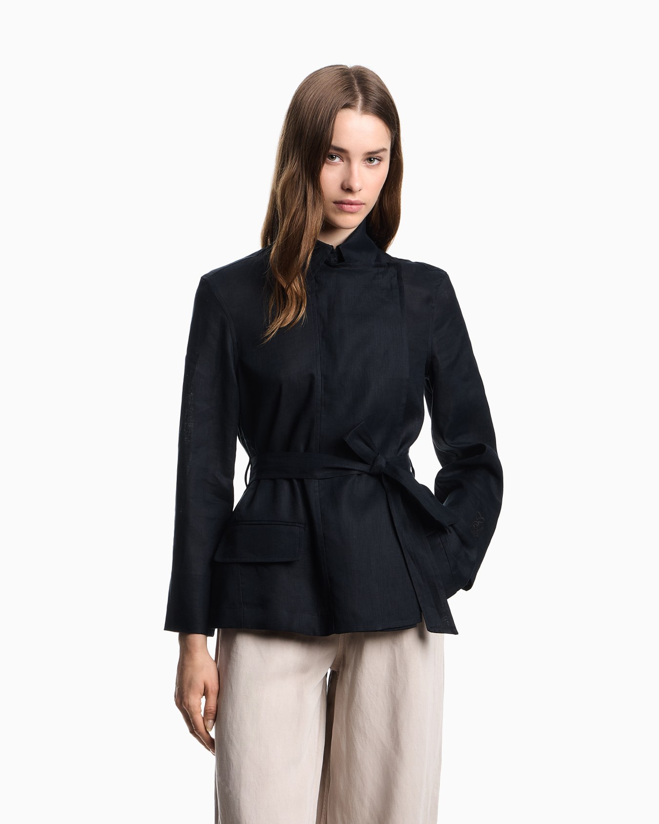Veste chemise avec empiècement en pur lin Diapositive 3