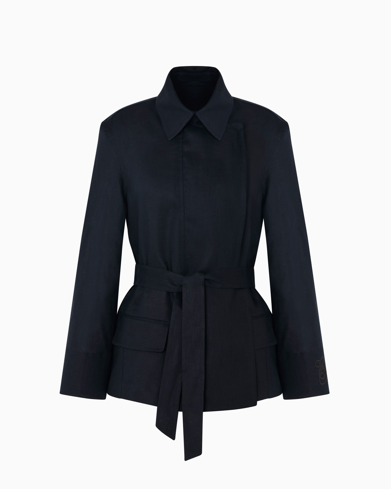 Veste chemise avec empiècement en pur lin Diapositive 0