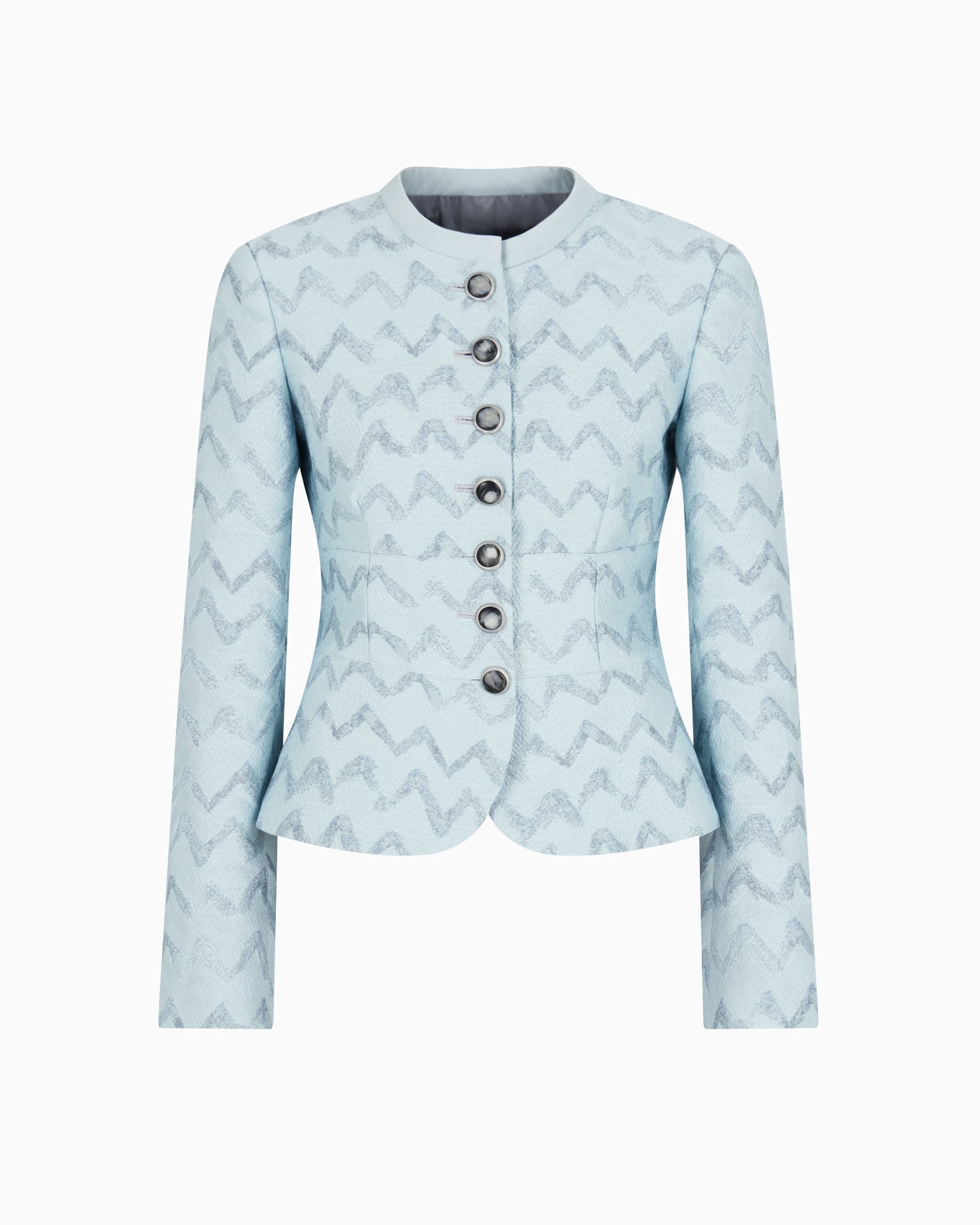Veste à simple boutonnage en tissu jacquard chevron Diapositive 0