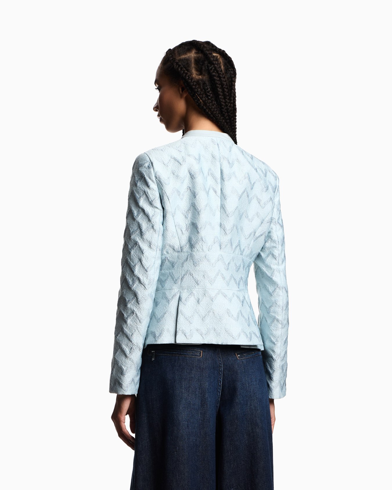 Veste à simple boutonnage en tissu jacquard chevron Diapositive 2