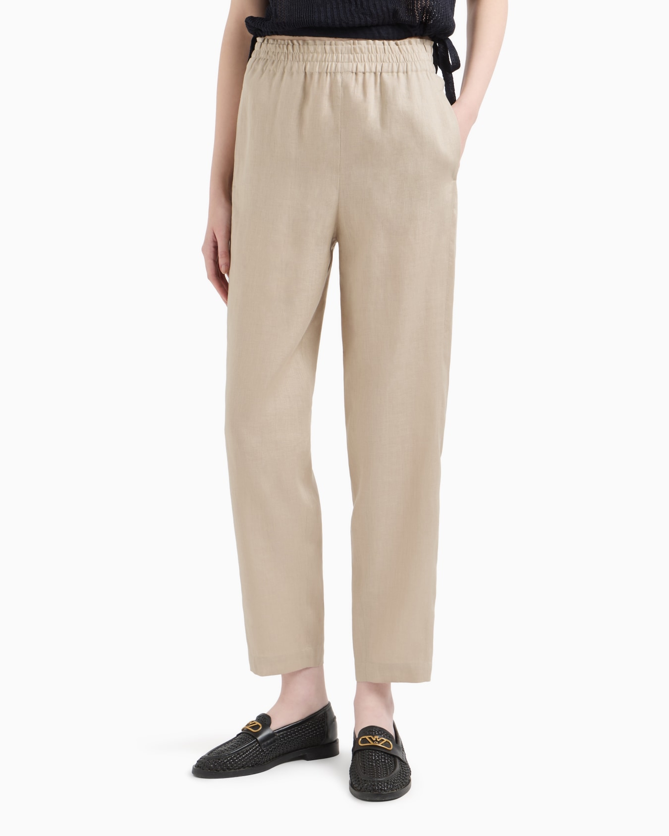 Pantalon à taille élastique en pur lin Diapositive 3