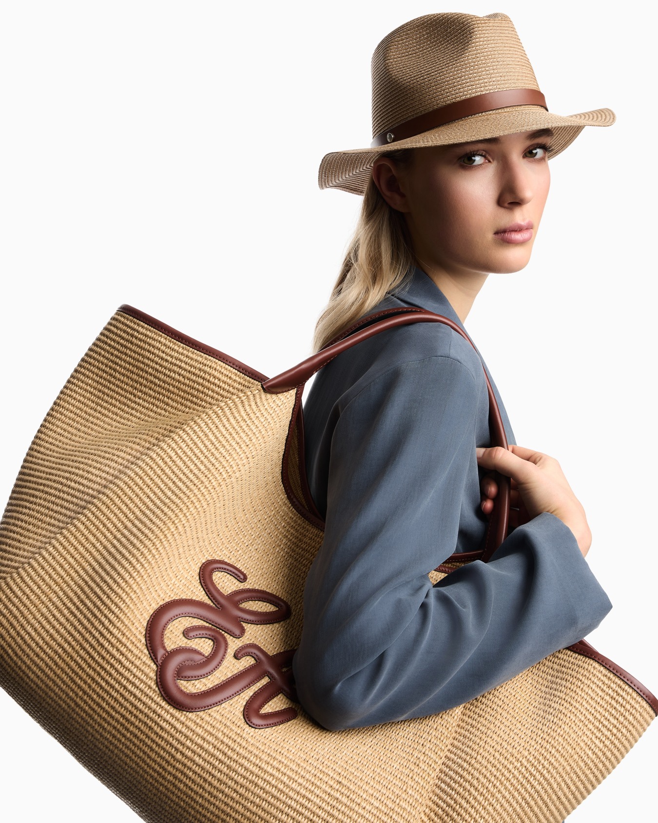 Woven raffia fedora hat Slide 2