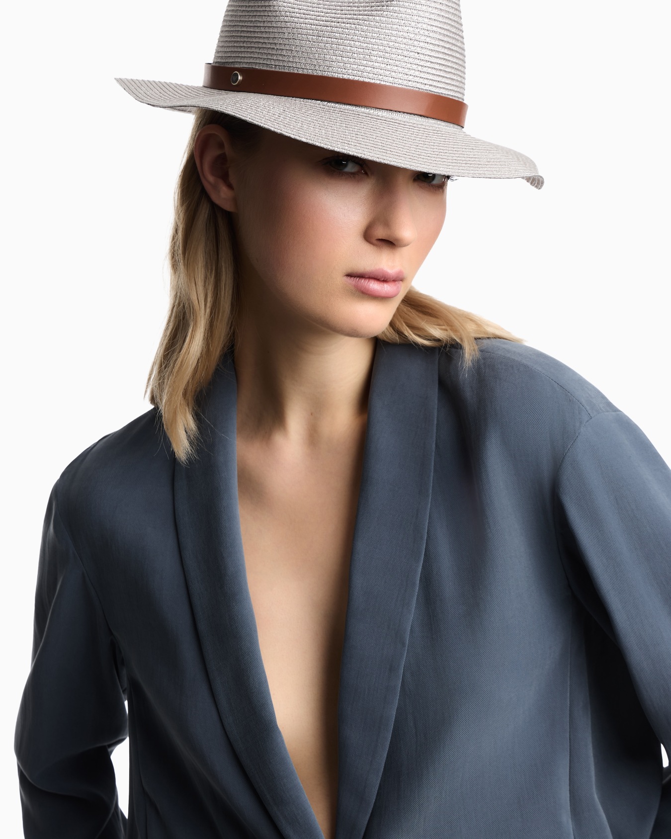 Woven raffia fedora hat Slide 2