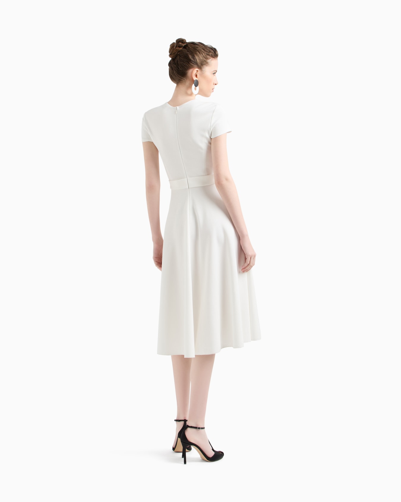 Short-sleeved dress in Milano-stitch fabric  Slide 2