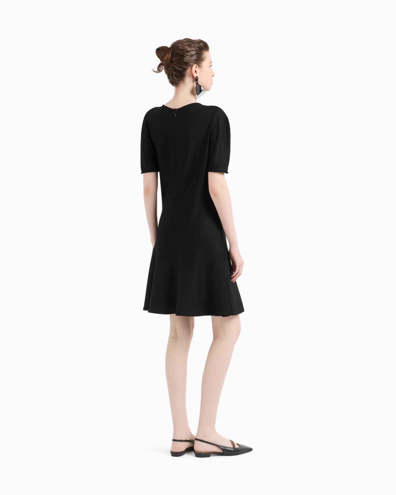 Viscose crêpe jersey dress with frill Slide 2