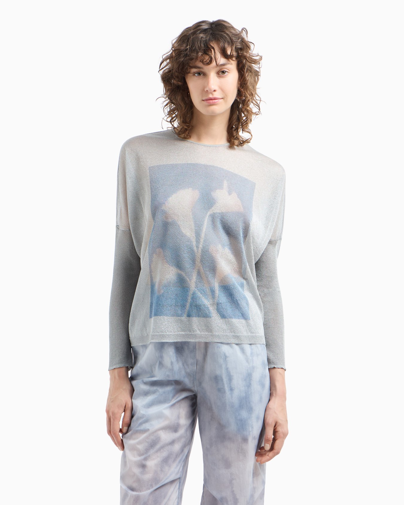 Nahtloser Pullover mit Blumen-Print Folie 4