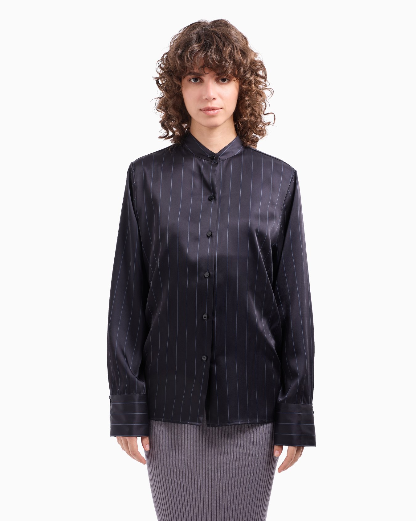 Dawn to Dusk pinstriped acetate-blend shirt Slide 4