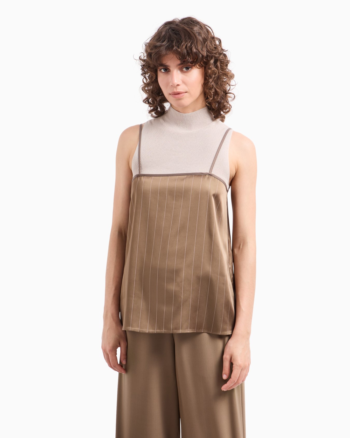 Dawn to Dusk pinstriped acetate-blend top Slide 4