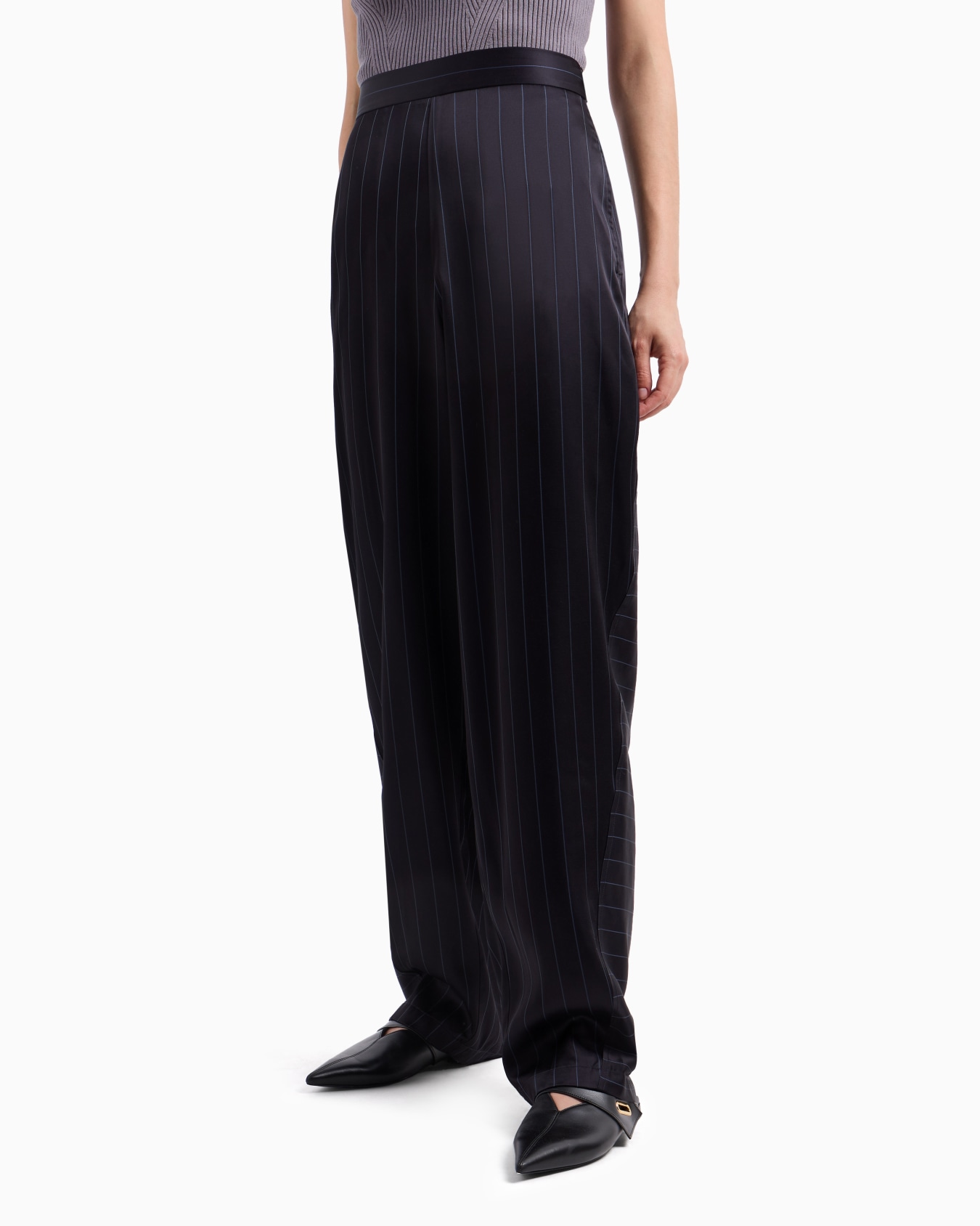 Dawn to Dusk pinstriped acetate-blend trousers Slide 4