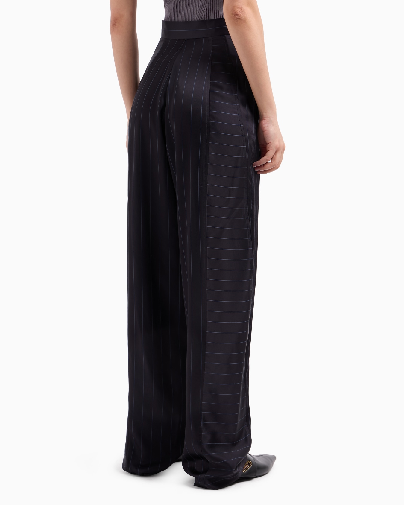 Dawn to Dusk pinstriped acetate-blend trousers Slide 3