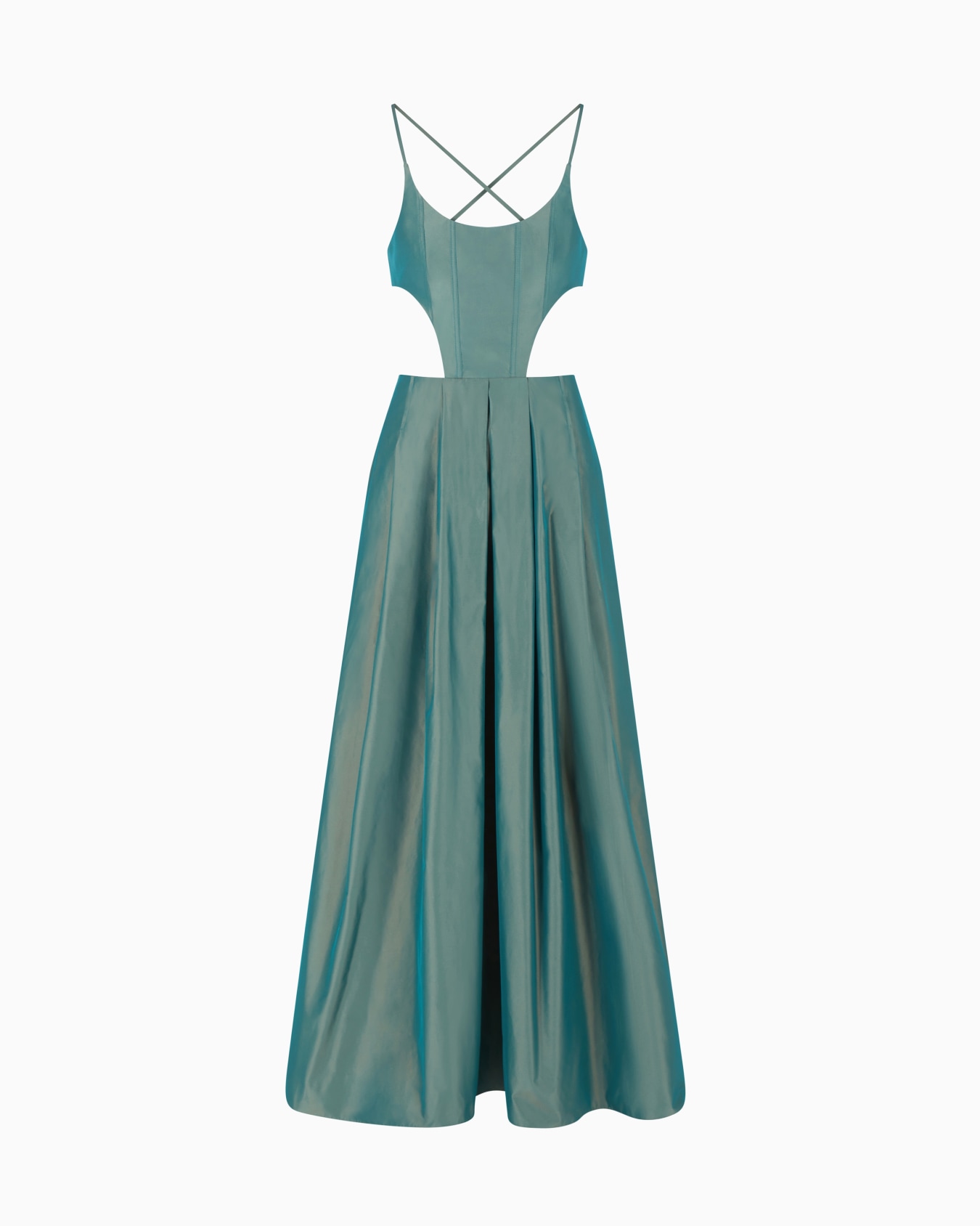 Taffeta long dress with cut-out detail Slide 0
