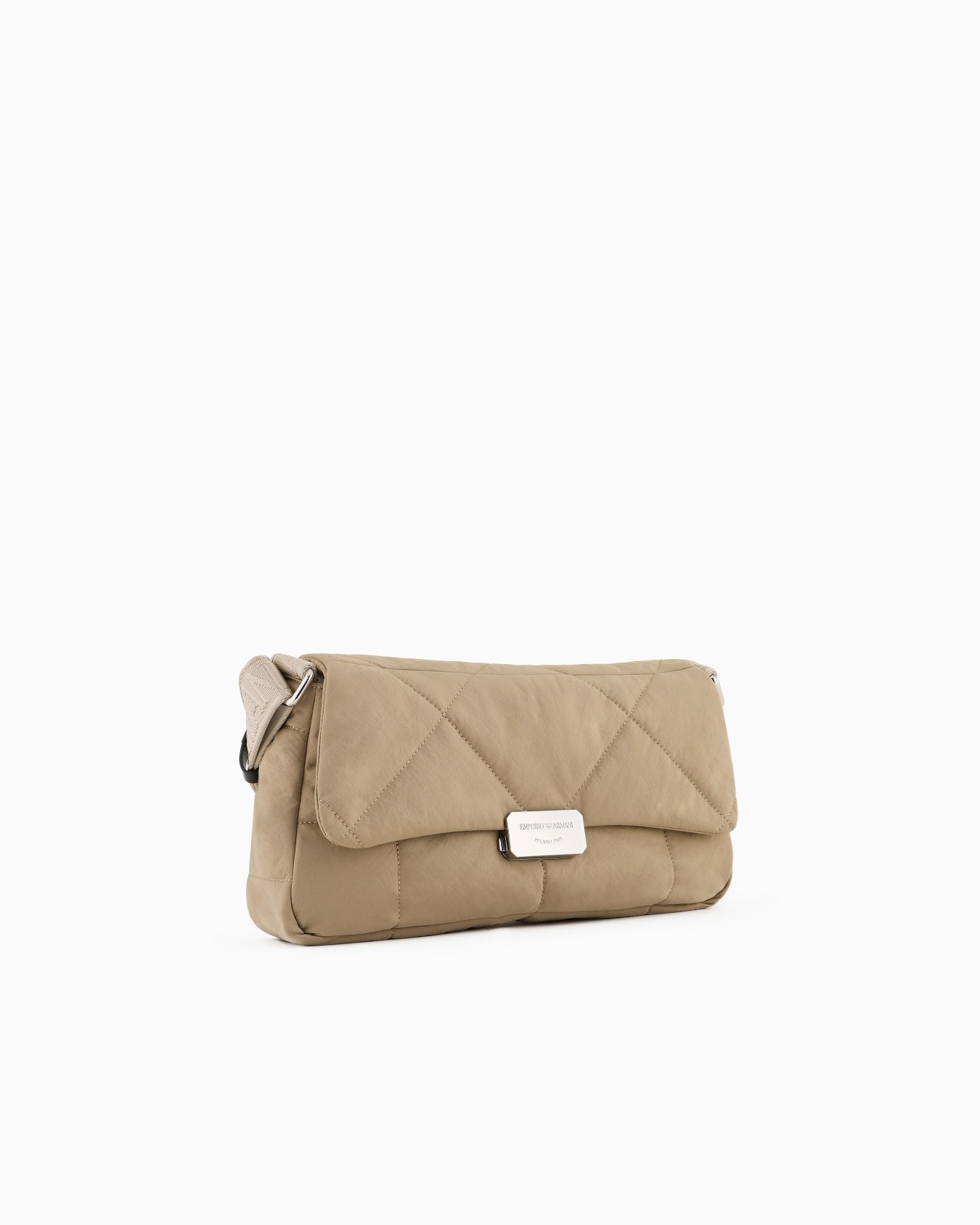 Large shoulder bag in matelassé nylon Slide 1