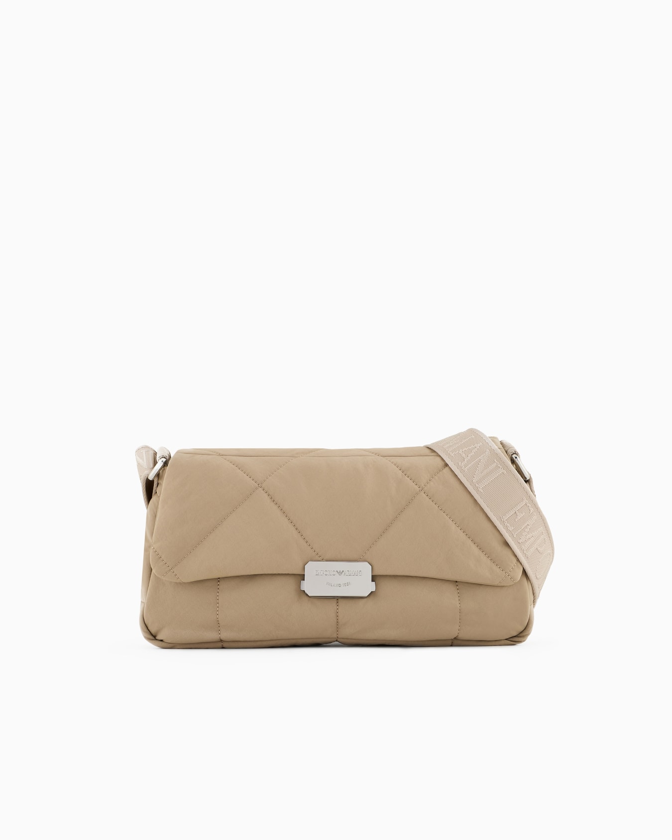 Large shoulder bag in matelassé nylon Slide 0