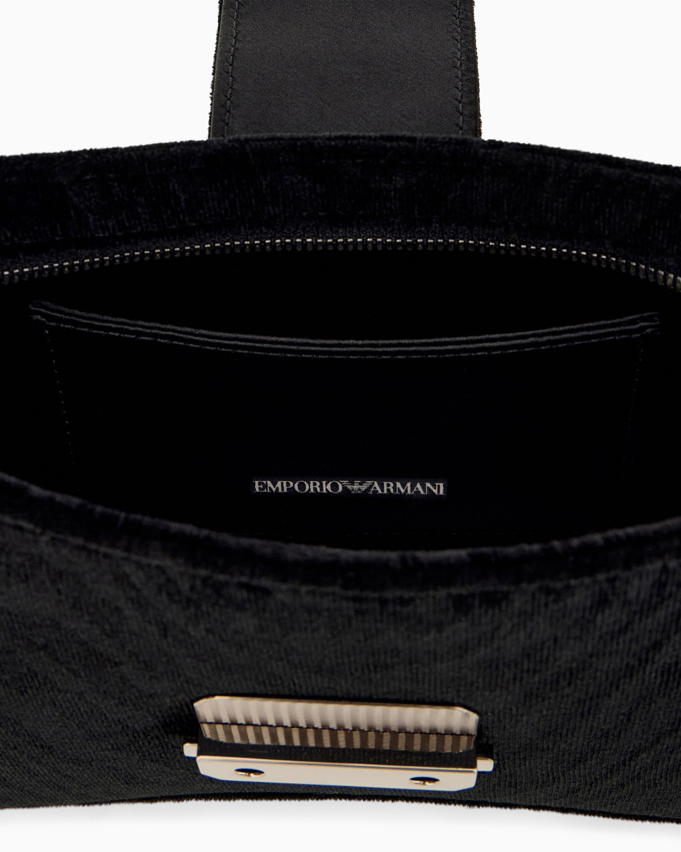 Hobo shoulder bag in moiré velvet with a flap closure Slide 3