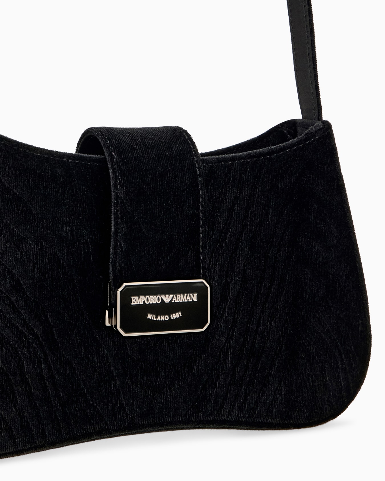 Hobo shoulder bag in moiré velvet with a flap closure Slide 4