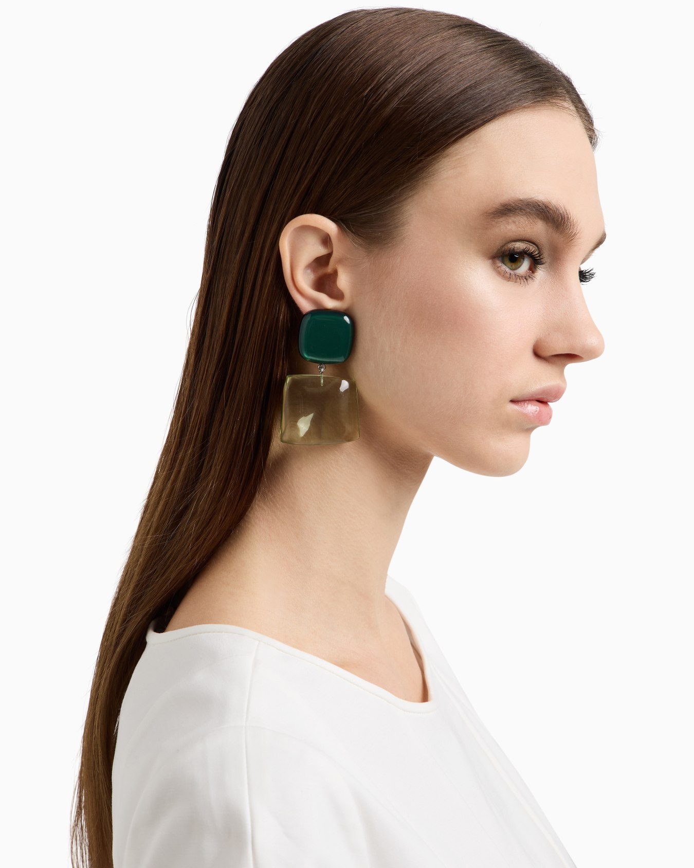 Pendant earrings with transparent gemstone Slide 2