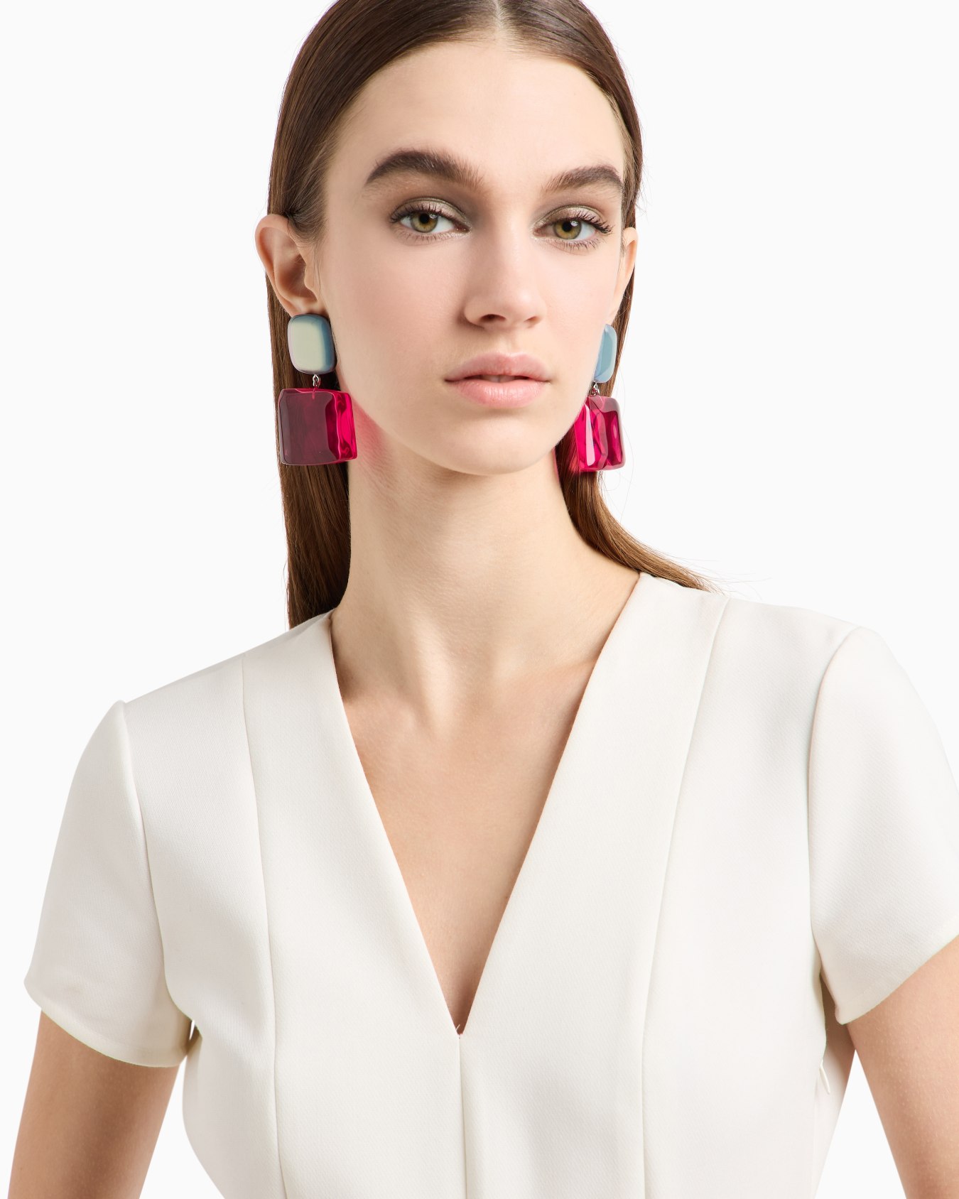 Boucles d’oreilles pendantes avec pierre transparente Diapositive 2