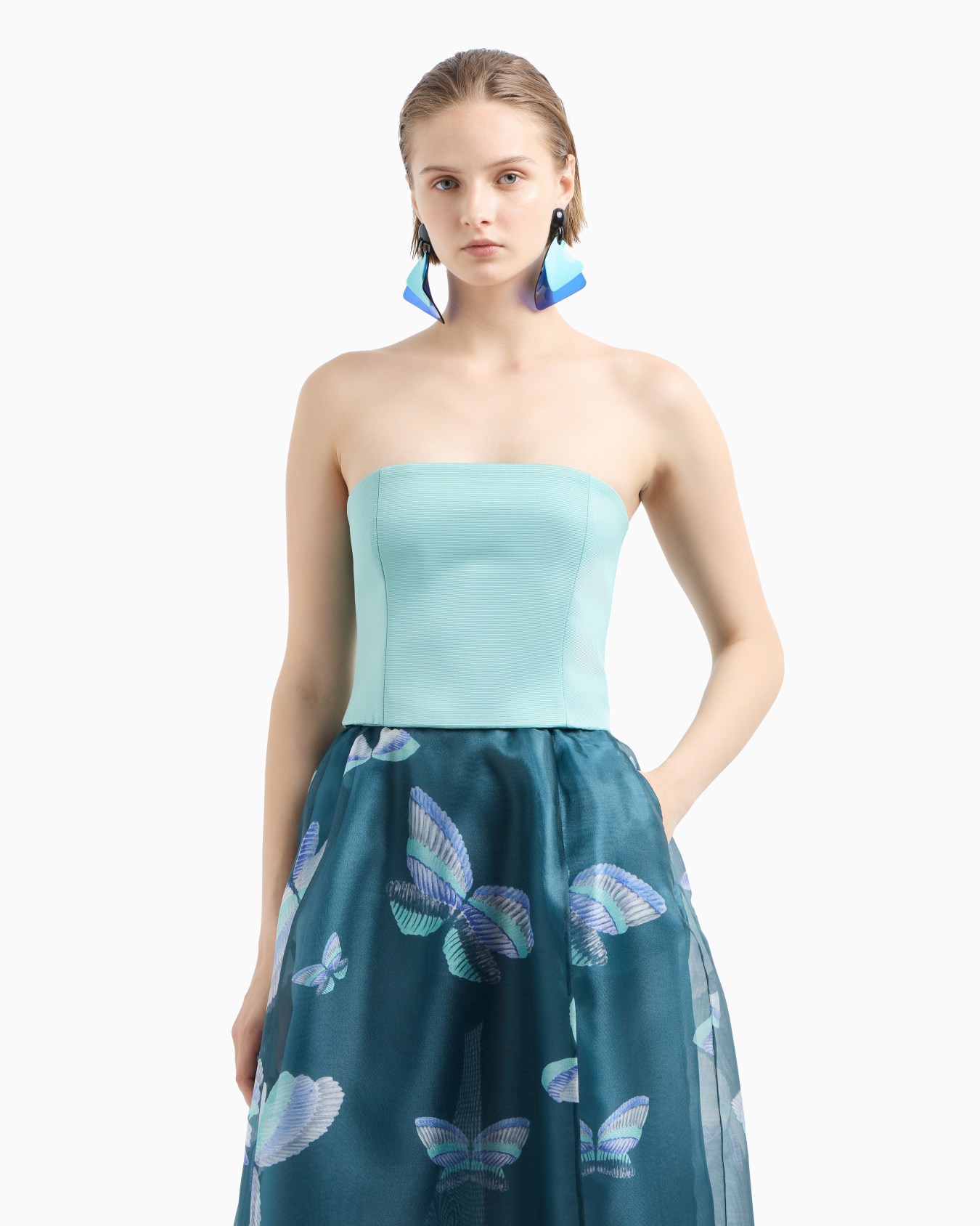 Butterfly ottoman fabric bustier top Slide 2