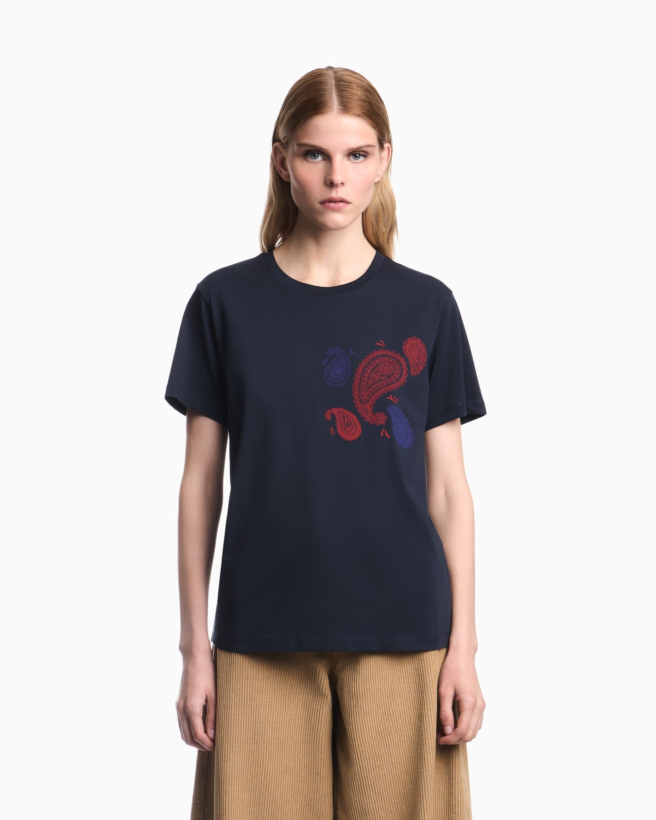 T-shirt Capsule Boteh en coton avec col rond et logo Diapositive 3