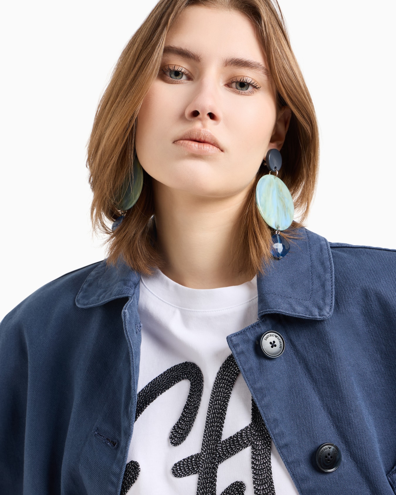 Marble-look oversized pendant earrings Slide 2