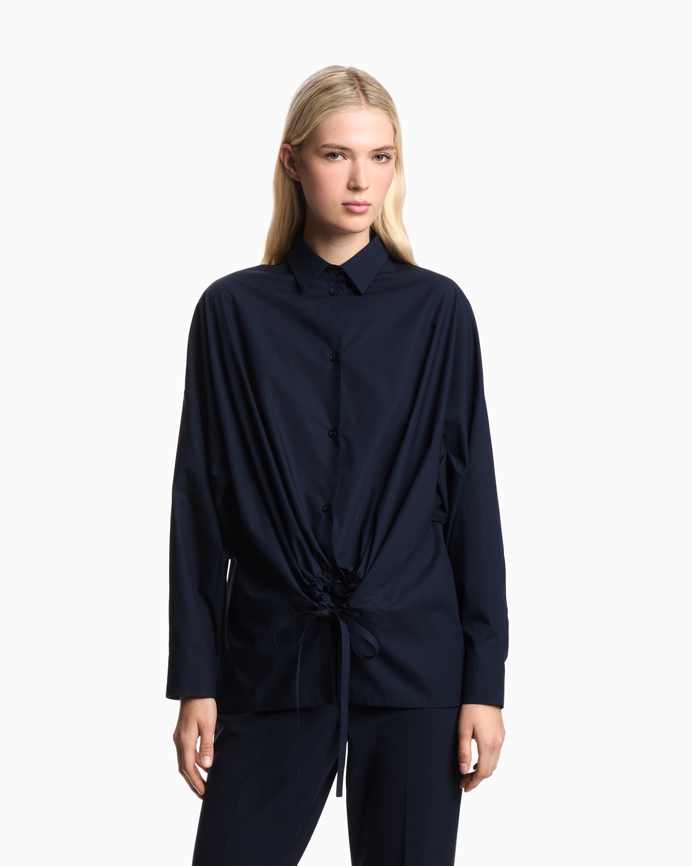 Cotton Drawstring Button-Up Shirt Diapositiva 3