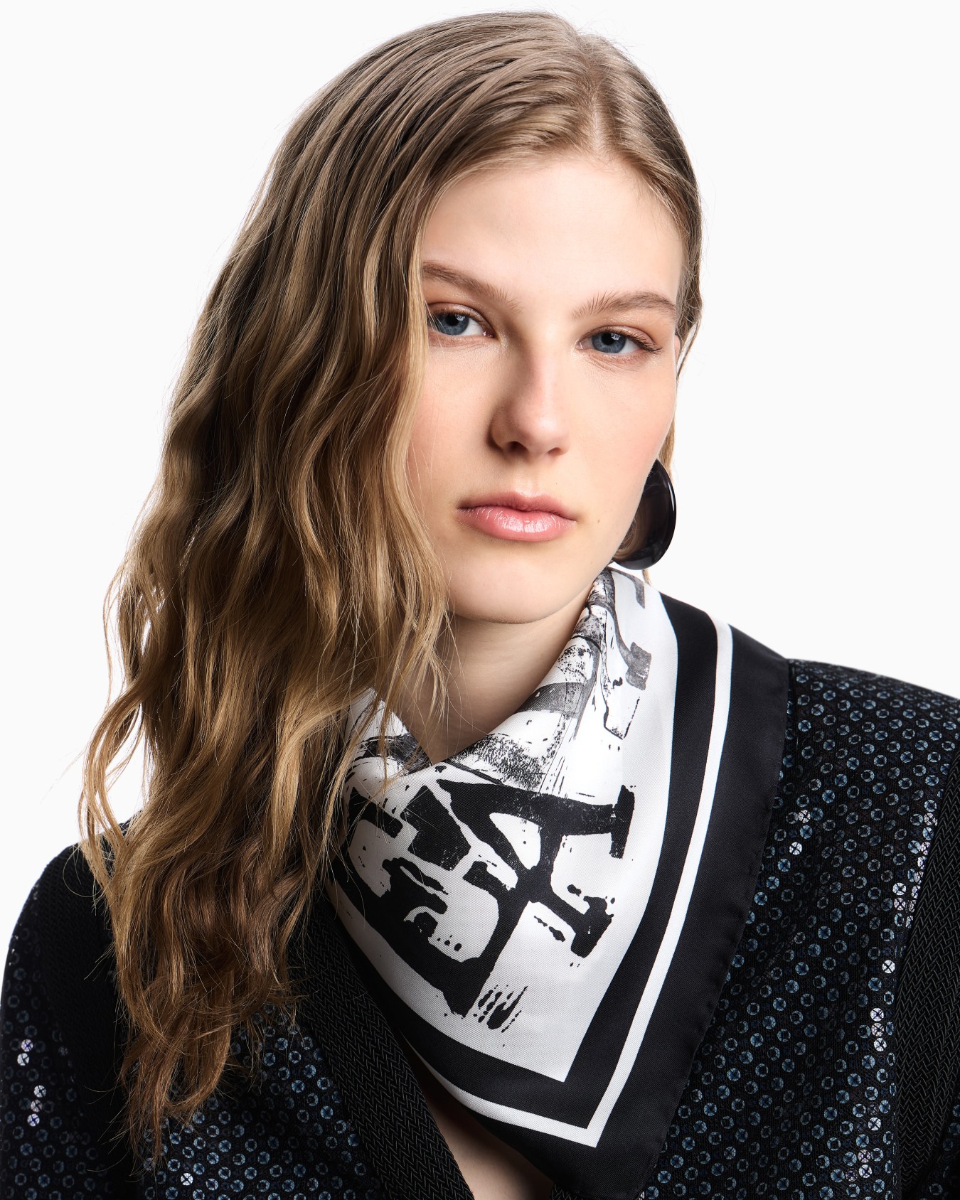 Pure silk foulard with logo print  Slide 2