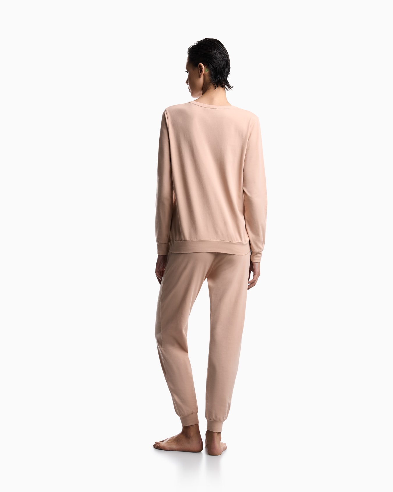Long pyjamas in cotton jersey with logoband and ribbed cuffs Slide 2